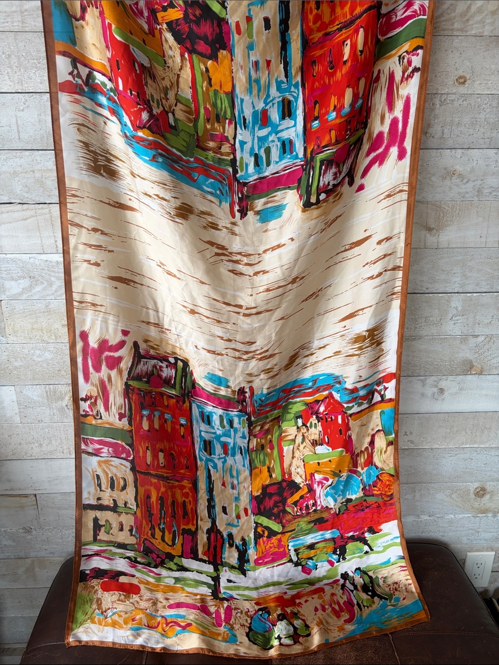 Abstract Landscape design rectangular scarf - Picture 3 of 3